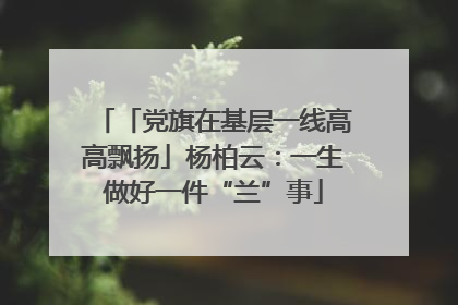 「党旗在基层一线高高飘扬」杨柏云：一生做好一件“兰”事