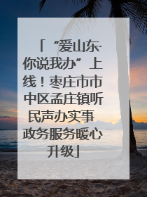 “爱山东·你说我办”上线！枣庄市市中区孟庄镇听民声办实事 政务服务暖心升级