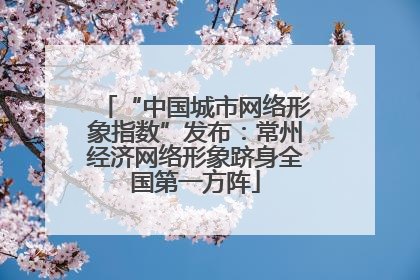 “中国城市网络形象指数”发布：常州经济网络形象跻身全国第一方阵