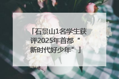 石景山1名学生获评2025年首都“新时代好少年”