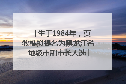 生于1984年，贾牧樵拟提名为黑龙江省地级市副市长人选