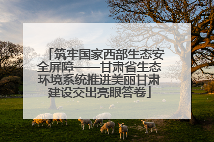 筑牢国家西部生态安全屏障——甘肃省生态环境系统推进美丽甘肃建设交出亮眼答卷
