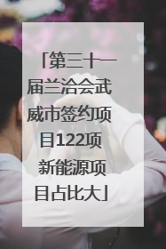 第三十一届兰洽会武威市签约项目122项 新能源项目占比大