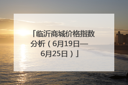 临沂商城价格指数分析（6月19日—6月25日）