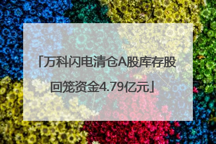 万科闪电清仓A股库存股 回笼资金4.79亿元