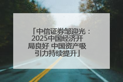 中信证券邹迎光：2025中国经济开局良好 中国资产吸引力持续提升