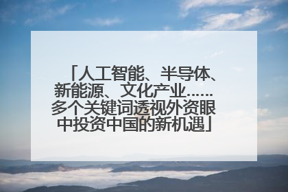 人工智能、半导体、新能源、文化产业……多个关键词透视外资眼中投资中国的新机遇