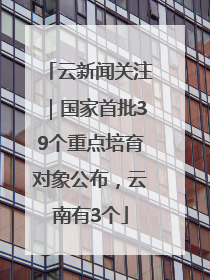 云新闻关注｜国家首批39个重点培育对象公布，云南有3个
