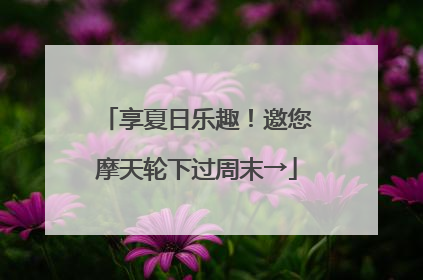 享夏日乐趣！邀您摩天轮下过周末→