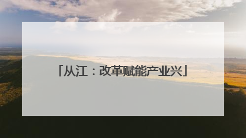 从江：改革赋能产业兴