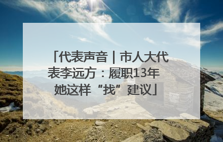代表声音｜市人大代表李远方：履职13年 她这样“找”建议