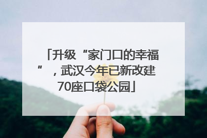 升级“家门口的幸福”，武汉今年已新改建70座口袋公园