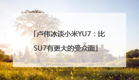 卢伟冰谈小米YU7：比SU7有更大的受众面