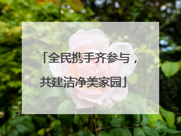 全民携手齐参与，共建洁净美家园