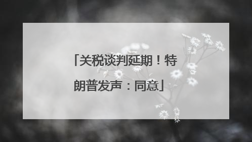 关税谈判延期！特朗普发声：同意
