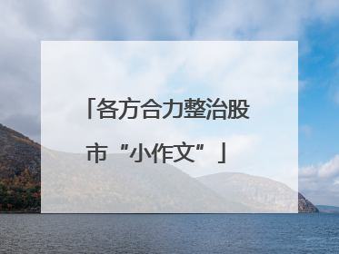 各方合力整治股市“小作文”
