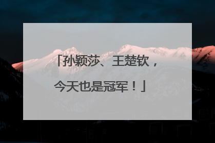 孙颖莎、王楚钦，今天也是冠军！