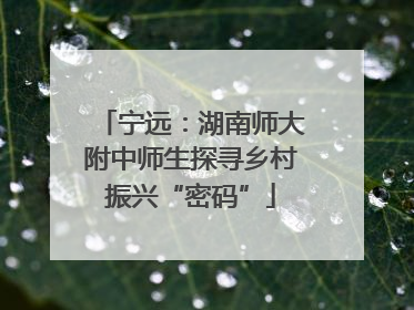 宁远：湖南师大附中师生探寻乡村振兴“密码”