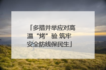 多措并举应对高温“烤”验 筑牢安全防线保民生