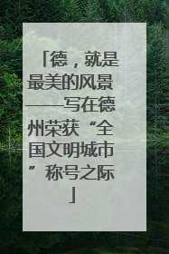 德，就是最美的风景——写在德州荣获“全国文明城市”称号之际