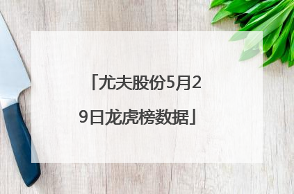尤夫股份5月29日龙虎榜数据