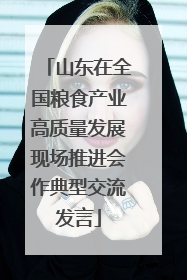 山东在全国粮食产业高质量发展现场推进会作典型交流发言