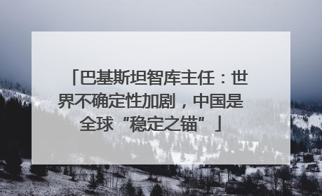 巴基斯坦智库主任：世界不确定性加剧，中国是全球“稳定之锚”