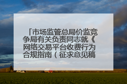 市场监管总局价监竞争局有关负责同志就《网络交易平台收费行为合规指南（征求意见稿）》答记者问