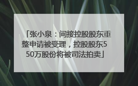 张小泉：间接控股股东重整申请被受理，控股股东550万股份将被司法拍卖
