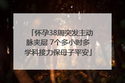 怀孕38周突发主动脉夹层 7个多小时多学科接力保母子平安