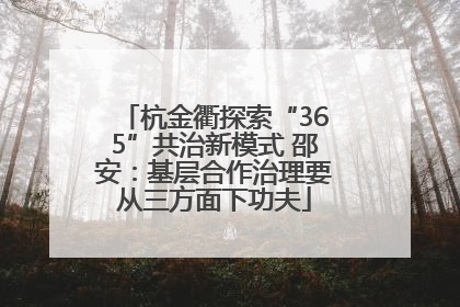 杭金衢探索“365”共治新模式 邵安：基层合作治理要从三方面下功夫