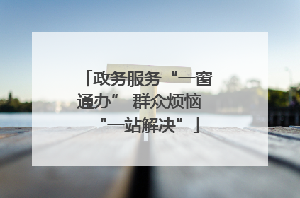 政务服务“一窗通办” 群众烦恼“一站解决”