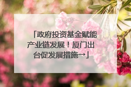 政府投资基金赋能产业链发展！厦门出台促发展措施→