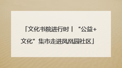 文化书院进行时丨“公益+文化”集市走进凤凰园社区