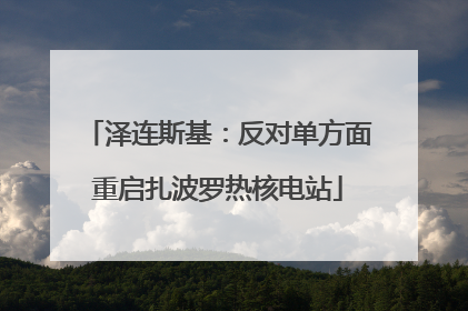 泽连斯基：反对单方面重启扎波罗热核电站