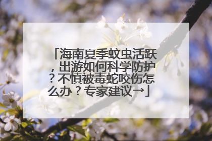 海南夏季蚊虫活跃，出游如何科学防护？不慎被毒蛇咬伤怎么办？专家建议→