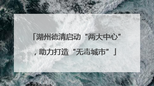 湖州德清启动“两大中心”，助力打造“无毒城市”