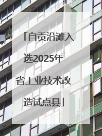 自贡沿滩入选2025年省工业技术改造试点县