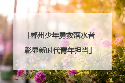 郴州少年勇救落水者 彰显新时代青年担当