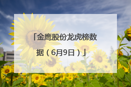 金鹰股份龙虎榜数据（6月9日）