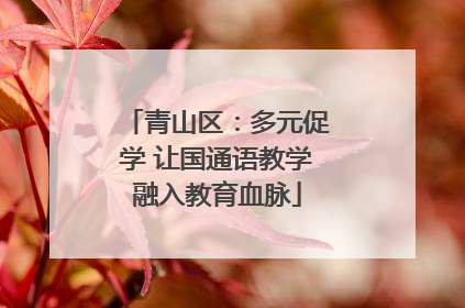 青山区：多元促学 让国通语教学融入教育血脉