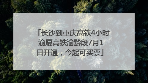 长沙到重庆高铁4小时 渝厦高铁渝黔段7月1日开通，今起可买票
