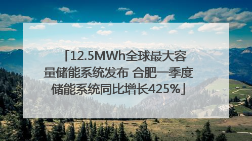 12.5MWh全球最大容量储能系统发布 合肥一季度储能系统同比增长425%